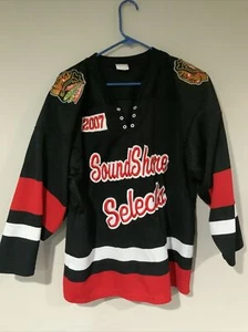 Camiseta deportiva de hockey Sound Shore Selects para hombre pequeña #14 2007 postal con logotipos de blackhawk - Imagen 1 de 12