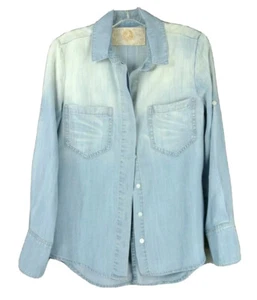 Bella Dahi Blue Jean Denim Button front shirt Womens casual top washed 228 - Picture 1 of 6