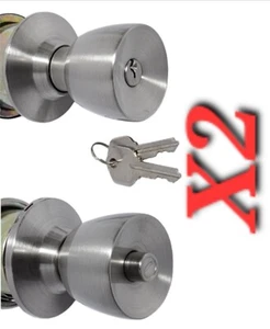 Push-Button Keyed Handle Door Knob Lock Bed,bath,front Set Of 2 high Quality  - Picture 1 of 7