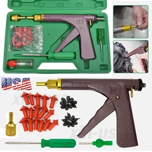 Motorcycle Tubeless Vacuum Tyre Repair Gun Tools Tire Repair Puncture Plug Kit - Foto 1 di 24