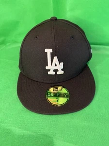New Era 59Fifty Cap LA Black White Fitted Hat: 7 - 55.8 cm - Picture 1 of 11