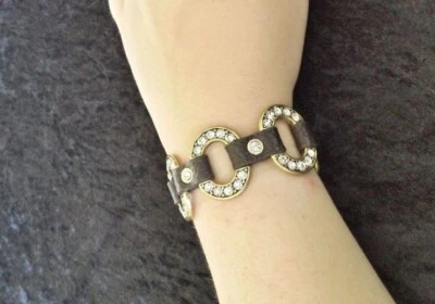 NUEVO Brazalete Premier Designs Starlet Cuero y Cristal Foto 1 de 4