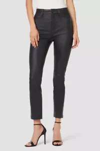 Hudson Harlow High-Rise Cigarette Leather Ankle Pant Women’s 29 Black ~ NWT - Picture 1 of 8
