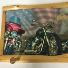 Vintage Custom Made Wood Man Cave Motorcycle American Eagle & Flag Coat Rack