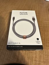 Native Union Belt Cable XL 10' USB-A to USB-C Cable for Samsung iPad- Zebra