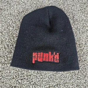 Vintage MTV Punk'd Beanie Hat Knit Cap Youth Size Black Ashton Kutcher Y2K USA - Picture 1 of 6