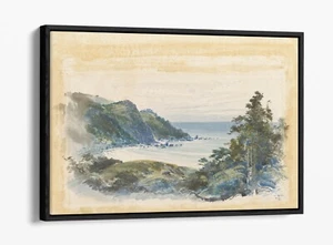 WILLIAM HODGKINS, COAST NEAR GEORGE MCLEAN'S -FLOAT EFFECT CANVAS WALL ART PRINT - Picture 1 of 12