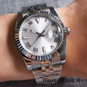 Bliger 39mm NH35A Automatikuhr Herren Jubiläum Schiebeschloss römische Zahlen - Bild 1 von 6