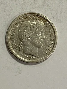 1907 O BARBER DIME - Picture 1 of 2