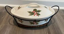 Temp-Tations Presentable Christmas Ovenware Casserole Lid Carrier Holly Berries