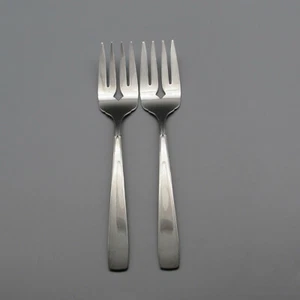 Oneida Stainless Flatware ACCENT Pattern (Glossy) Serving Forks - TWO * USA Made - Picture 1 of 4
