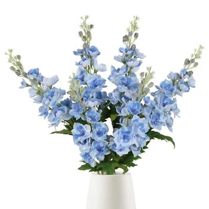 Blue Silk Flowers 6PCS Real Touch Delphinium Artificial Flowers Blue Larkspur... - Picture 1 of 7