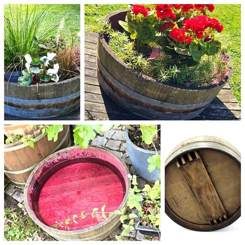 Rustikale Holzfässer Als Pflanzgefäße – Whisky-Fässer Mit Griff Für Garten, Balkon & Innendekoration