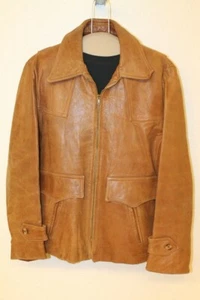 MENS MARTIN BERNARD VINTAGE OCHRE BROWN SOFT LEATHER FLIGHT/PILOT JACKET SZ 44 - Picture 1 of 5