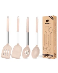 Pack of 4 Silicone Cooking Utensils Set Non Stick Large Solid Spatulas Heat R... - Picture 1 of 7