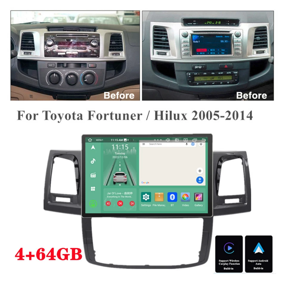 13.3" For 05-14 Toyota Hilux Carplay Android 12 Radio Stereo GPS Head Unit 4+64G - Image 1 of 4