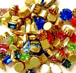 25 Pcs Swarovski Assorted Preset Craft Jewelry Repair Rhinestones Brass - Picture 1 of 2