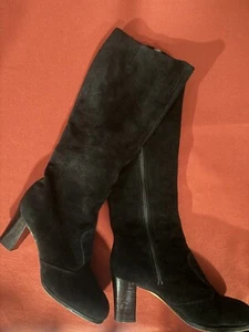 LIFE STRIDE SIZE 6 Genuine 1970s Black Suede Boots HIPPIE *BOHO* FUNKY - Picture 1 of 6