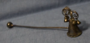 7" Metal Bell-Shaped Candle Snuffer w/ Scrollwork & 4 Tiny Bells - Picture 1 of 3