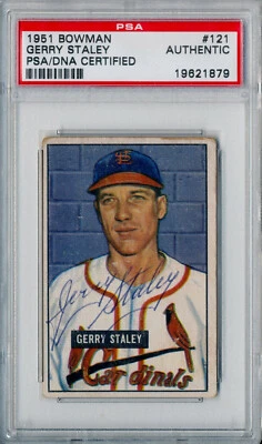 1951 Bowman GERRY STALEY Signed Card #121 Auto Slabbed Cardinals RC PSA/DNA - Image 1 of 2