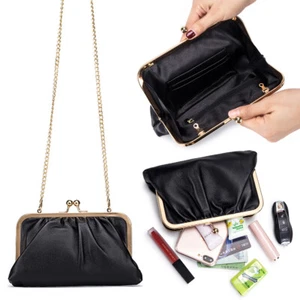 Kiss Lock Wallet Pouch Women Leather Cell Phone Purse Shoulder Crossbody Handbag - Picture 1 of 18
