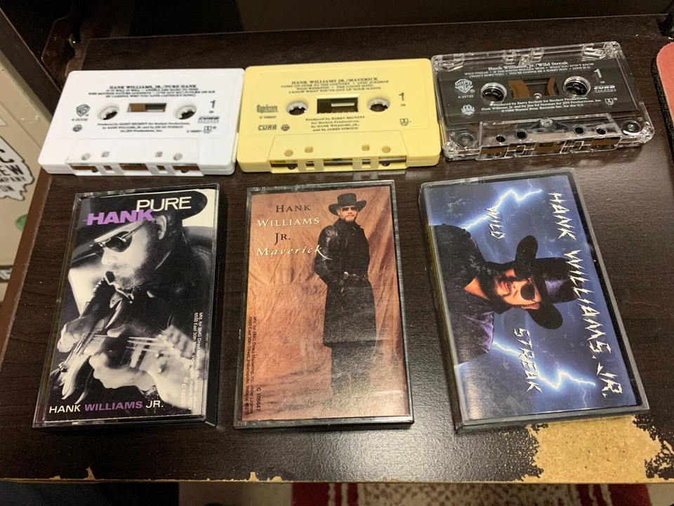 Hank Williams Jr. (3 Cassette Lot, 1988)Wild Streak, Maverick & Pure Hank~ Rare - Image 1 of 1