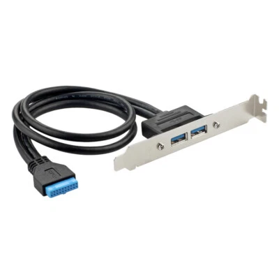 Dual Port USB3.0 to Motherboard 20Pin Cable PCI bracket Rear 20pin-2xUSB3 Female - Image 1 of 3