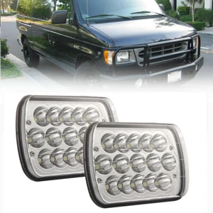 LH&RH 7x6" 5x7" Sealed LED Hi-Lo Beam Headlights Square For Toyota Hilux Jeep - Picture 1 of 11