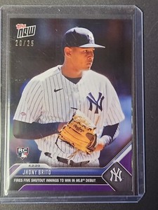Jhony Brito - 2023 MLB TOPPS NOW Card 30 - Purple Parallel 20/25 RC