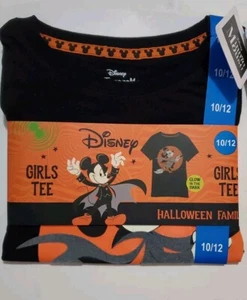 DISNEY Minnie Mouse Halloween Black Glow In The Dark S/S TShirt Size 10/12 - Picture 1 of 5