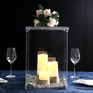16-Inch tall Clear Acrylic DISPLAY BOX CENTERPIECE Party Column Pedestal Riser - Picture 1 of 9