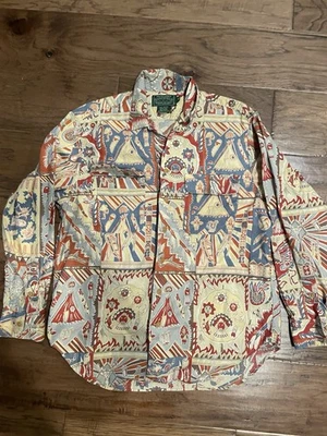 VTG RALPH LAUREN POLO COUNTRY WESTERN RODEO PRINT COTTON SHIRT WOMENS SZ 10 RARE - Image 1 of 4