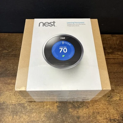 Nest 1st Generation Learning Silver Programmable Thermostat T100577 New Sealed - Image 1 of 4