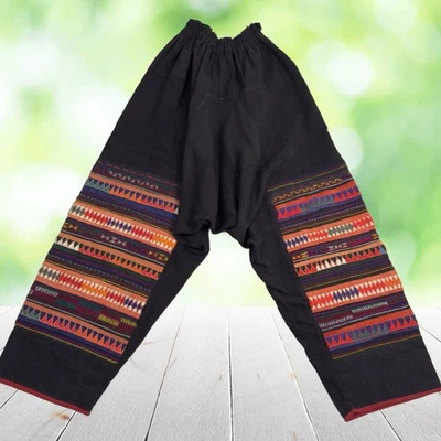 Vintage Harem Pants Womens Small Black Handmade Embroidered Tribal Festival Boho - Image 1 of 4