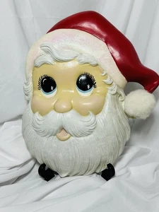 Vintage Ceramic Santa Clause 3D Hand Painted Ceramic Face Christmas Wall Hanging - Picture 1 of 4