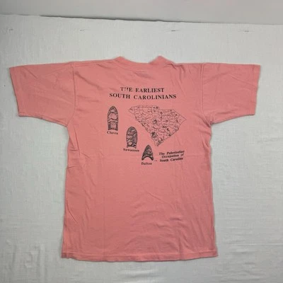 Vintage Archeological T Shirt Adult Large Pink Fossils Artifacts SC Society 90s - Image 1 of 4