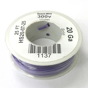HS20-07-25 25FT 20AWG VIOLET SOLID Electronic Electrical 300V Wire UL1007 80C - Picture 1 of 1