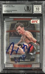 MAX HOLLOWAY SIGNED #65 2022 PANINI SELECT UFC BAS AUTOGRAPH GRADE 10 “BMF” - Picture 1 of 2