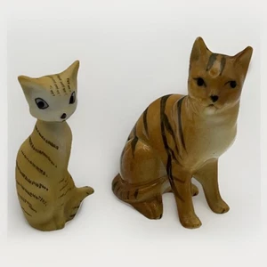 Lote De 2 Estatuillas De Porcelana Bisque Gatos Atigrados Naranja De Colección Sin Marcar - Imagen 1 de 15