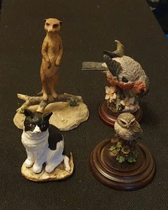 Four Animal Figures , Meerkat , Cat Birds , Ornament Figures - Picture 1 of 12