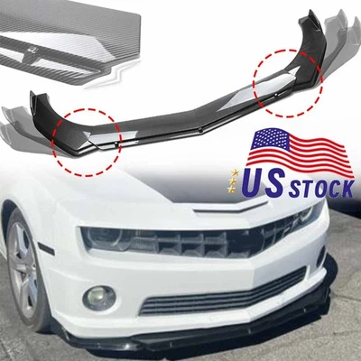 For Chevrolet	Camaro 2010-2016 Carbon Fiber Front Bumper Lips Spoiler Splitter - Image 1 of 4