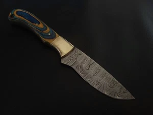 8,5" CUSTOM HANDMADE DAMASZENER STAHL SKINNER MESSER HOLZGRIFF MIT SCHEIDE 6697 - Bild 1 von 8