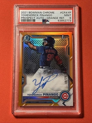 2021 Bowman Chrome Yohendrick Pinango AUTO Orange Refractor #/25 💎 PSA 9 MINT - Image 1 of 2