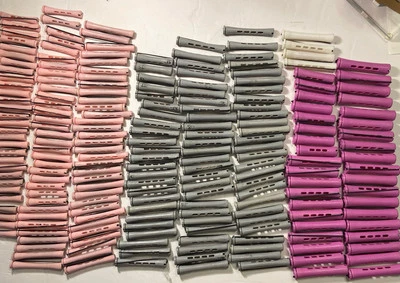 Lot of 215 professionalo Pink , Gray, Purple And White Plastic Hair Perm Rods - Image 1 of 4