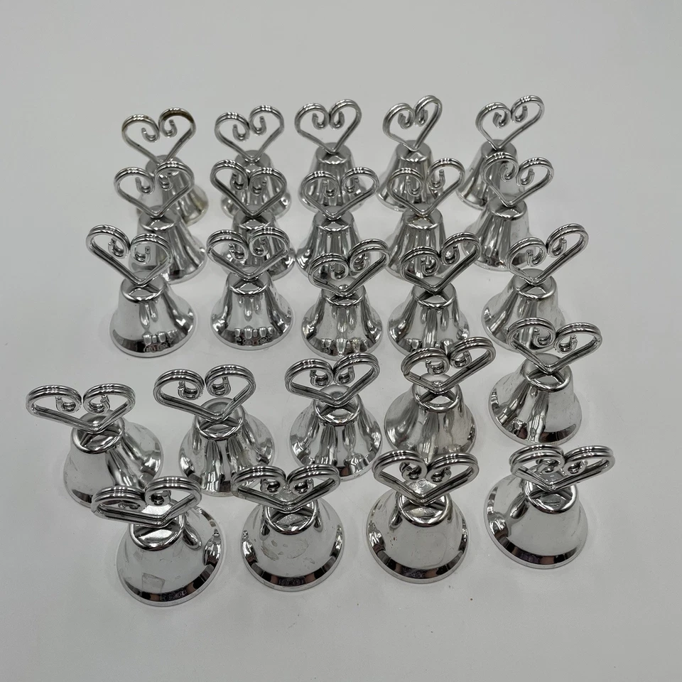 Silver Bells Metal Placecard Holders Weddings Jingle Bells Crafts Christmas 24 - Imagem 1 de 4