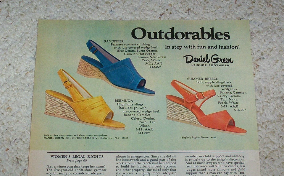 Anuncio impreso 1976 - Daniel Green Calzado Zapatos de cuña Dolgeville Nueva York Publicidad Foto 1 de 1