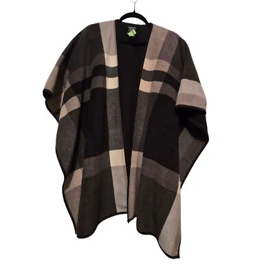 Ike Behar Vellón Abierto Chal/Envoltura OS Gris Negro Cuadros Lagenlook Minimalista  Foto 1 de 4