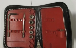 Sockets, Bit, Allen Key, Chisel Bit in Black Zippered Case, Incomplete Set - Picture 1 of 3