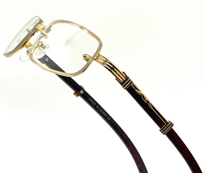 男式透明镜片眼镜优雅优雅精致金色镜框太阳镜 — 第 1/4 张图片