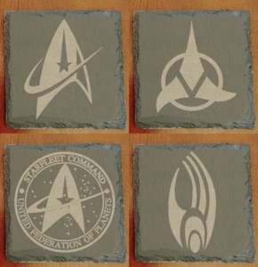 Star Trek Steinuntersetzer 5er Set - Sternenflotte, Klingonen, Romulaner & Borg - Bild 1 von 6